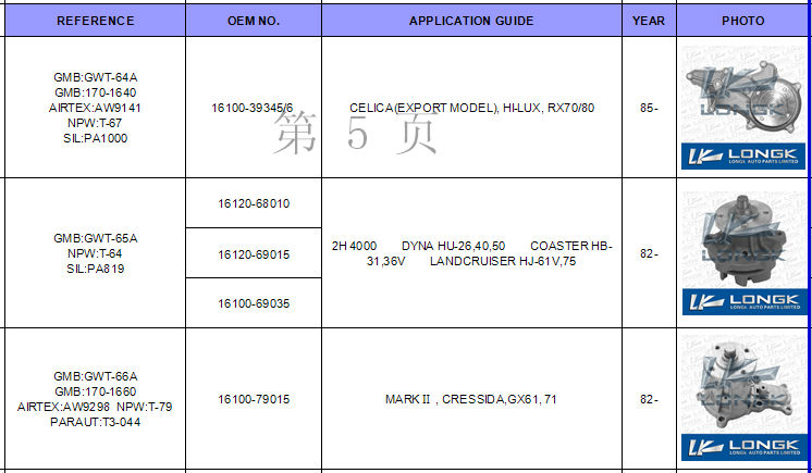 toyota watere pump-35-37