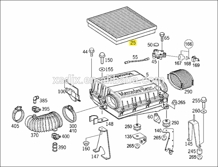 mercedes benz actros axor atego truck air intake filter air filter diagram.png