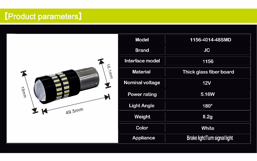 Car spare part one year warranty 1156 white led bulb 12 volt led light auto led brake lamp turn signal bulb