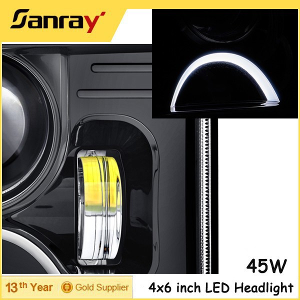 Hot Selling 6000K IP67 Waterproof 45W 4x6 Jeep Wrangler Led Headlight