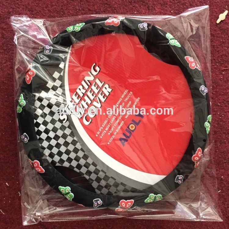 Black and Gray Microfiber Leather Auto Car Steering Wheel Cover Universal 15 inch